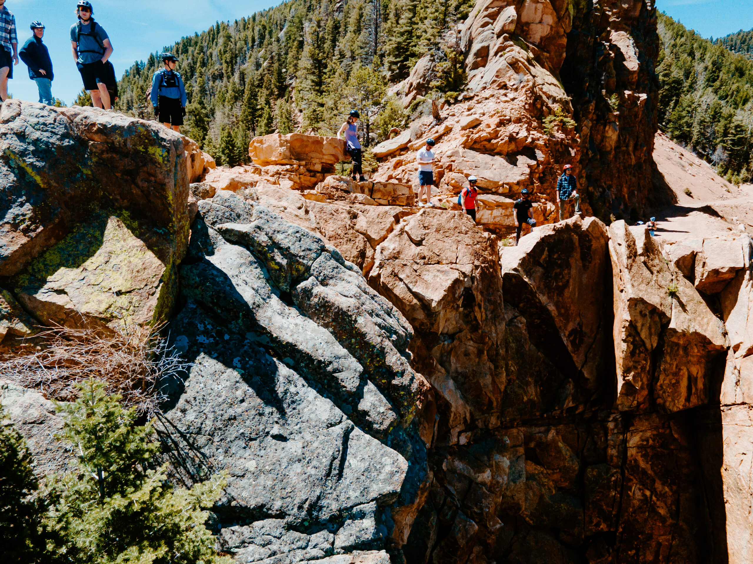 E-bike tour group in canyon along Gold Camp Road Colorado Springs